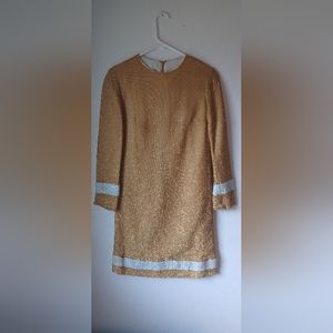 1960s Shagalicious Gold colored with White Gogo Dress needs work great costume